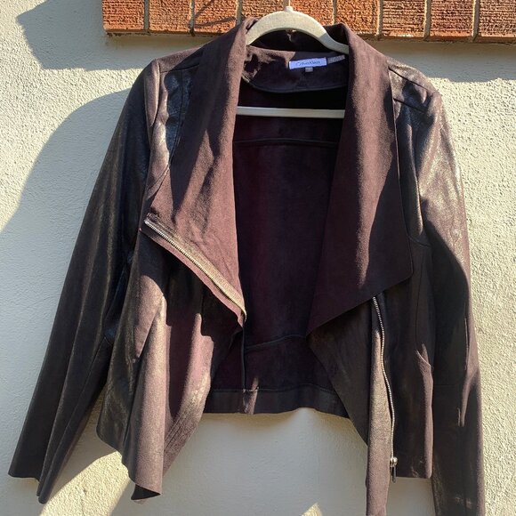 Calvin Klein Faux-Leather Moto Jacket - Picture 1 of 7